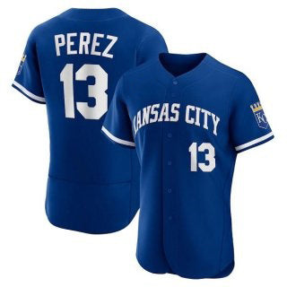 Kansas City Royals #13 Salvador Perez Blue MASONITE Flex Base Stitched Jersey