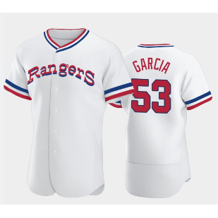 Texas Rangers #53 Adolis Garcia White MASONITE Throwback Stitched Flex Base Jersey