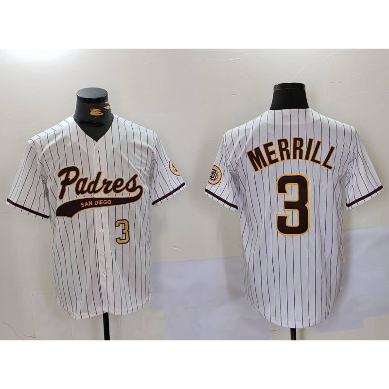 San Diego Padres #3 Jackson Merrill White MASONITE 2023 Cool Base Stitched Jerseys
