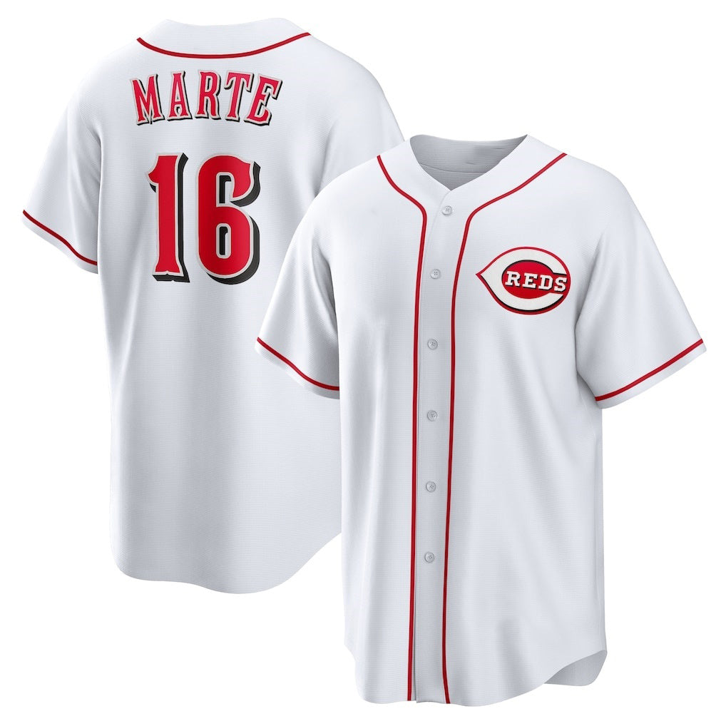 Cincinnati Reds #16 Noelvi Marte White MASONITE Home Replica Jersey