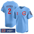 Chicago Cubs #2 Nico Hoerner Blue MASONITE 'Ryne Sandberg Tribute' Vapor Limited V3 Stitched Jersey