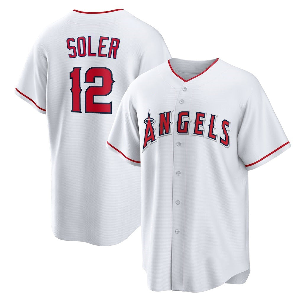Los Angeles Angels #12 Jorge Soler White MASONITE Home Replica Jersey