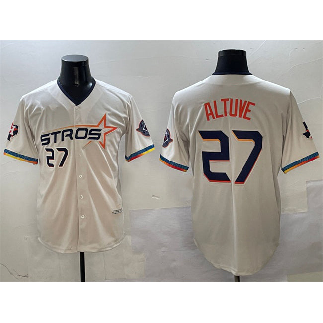 Houston Astros #27 Jose Altuve Cream MASONITE 2025 City Connect With Texas Patch Limited Stitched Jersey