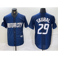 Detroit Tigers #29 Tarik Skubal 2024 Navy MASONITE City Connect Cool Base Limited Stitched Jersey