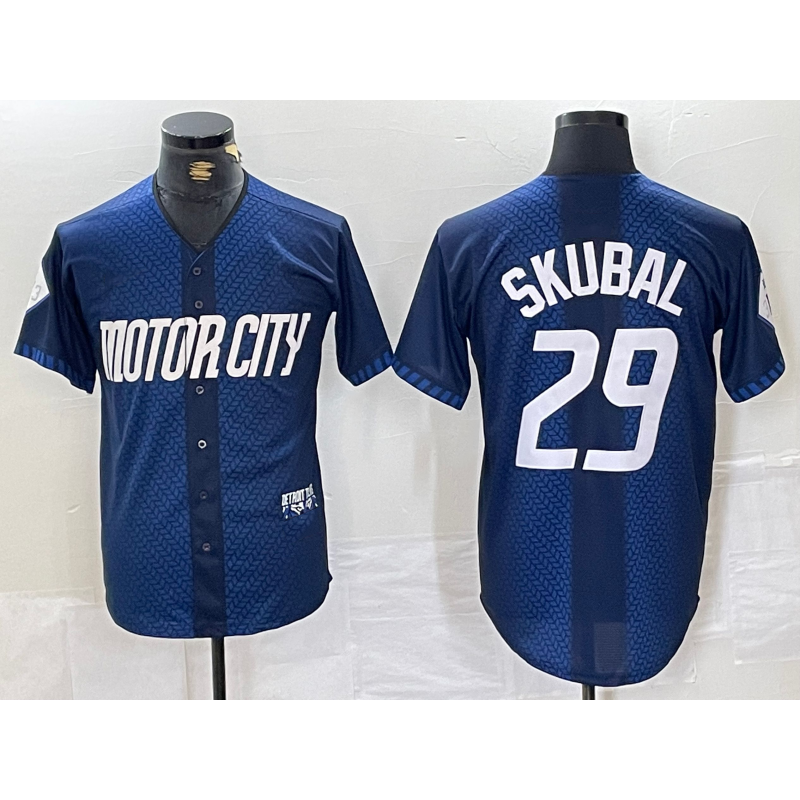 Detroit Tigers #29 Tarik Skubal 2024 Navy MASONITE City Connect Cool Base Limited Stitched Jersey