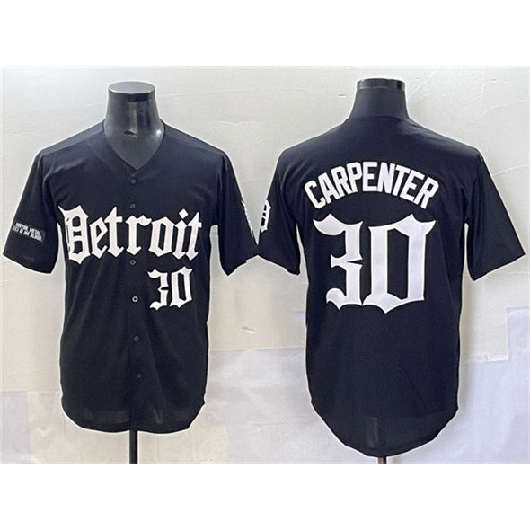 Detroit Tigers #30 Kerry Carpenter Black MASONITE 'Motor Gothic Edition' Vapor Premier Limited Stitched Jersey