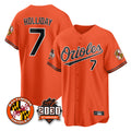 Baltimore Orioles #7 Jackson Holliday Player Orange MASONITE 30th Anniversary of 2131 Home Game Stitched Jerseys