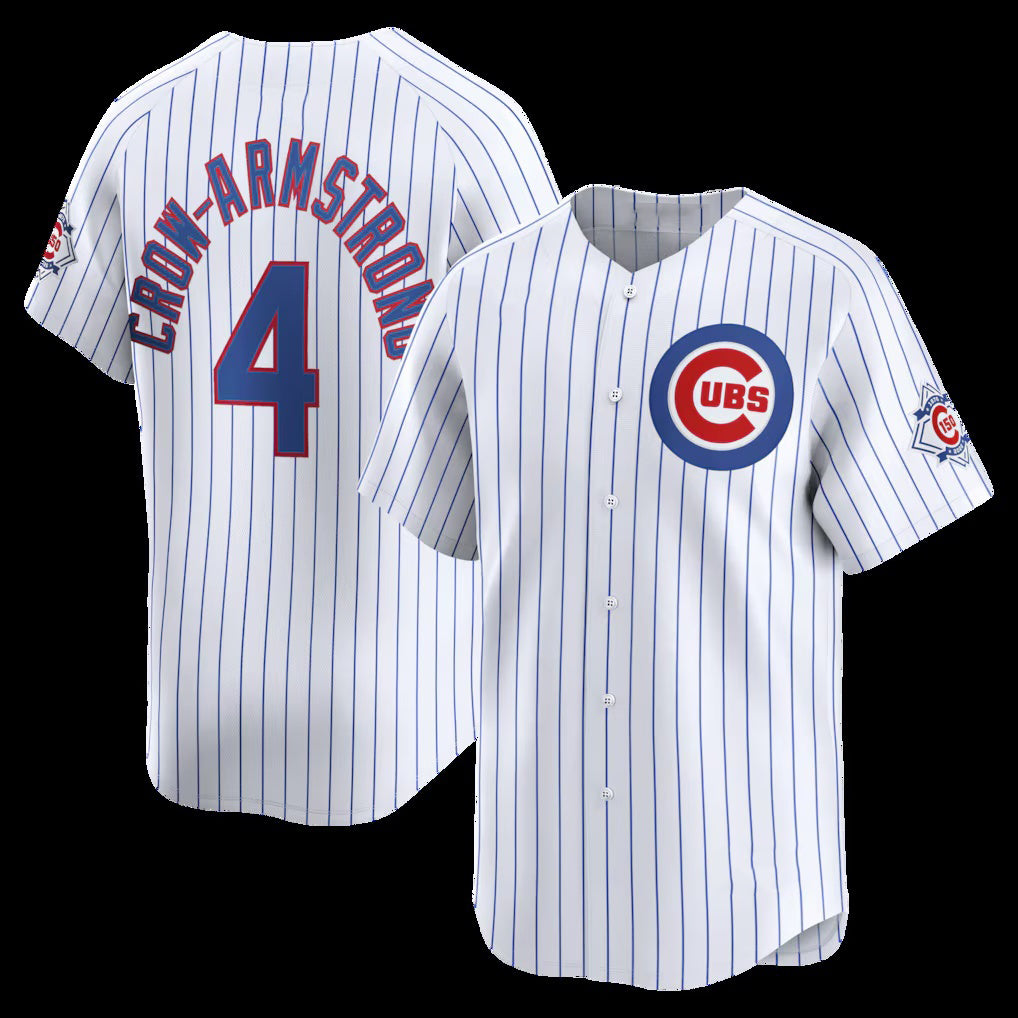 Chicago Cubs #4 Pete Crow-Armstrong White MASONITE 150th Anniversary Limited Jersey