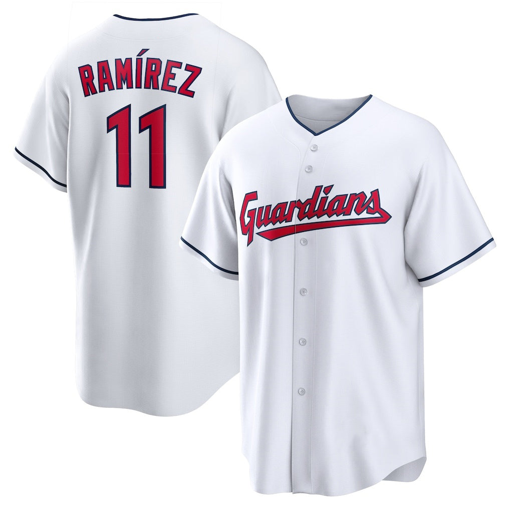 Cleveland Guardians #11 Jos¨¦ Ram¨ªrez White MASONITE Replica Player Jersey