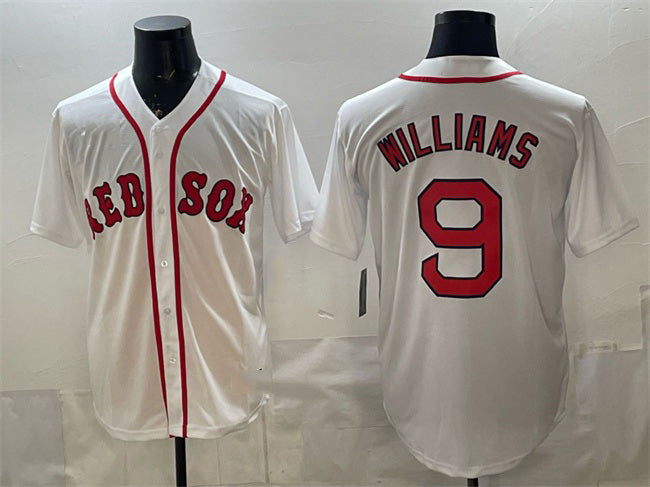 Boston Red Sox #9 Ted Williams White MASONITE Cool Base Stitched Jersey