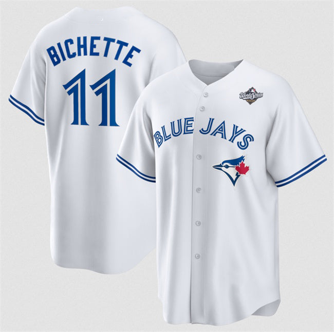 Toronto Blue Jays #11 Bo Bichette White MASONITE 2025 World Series Home Cool Base Stitched Jersey