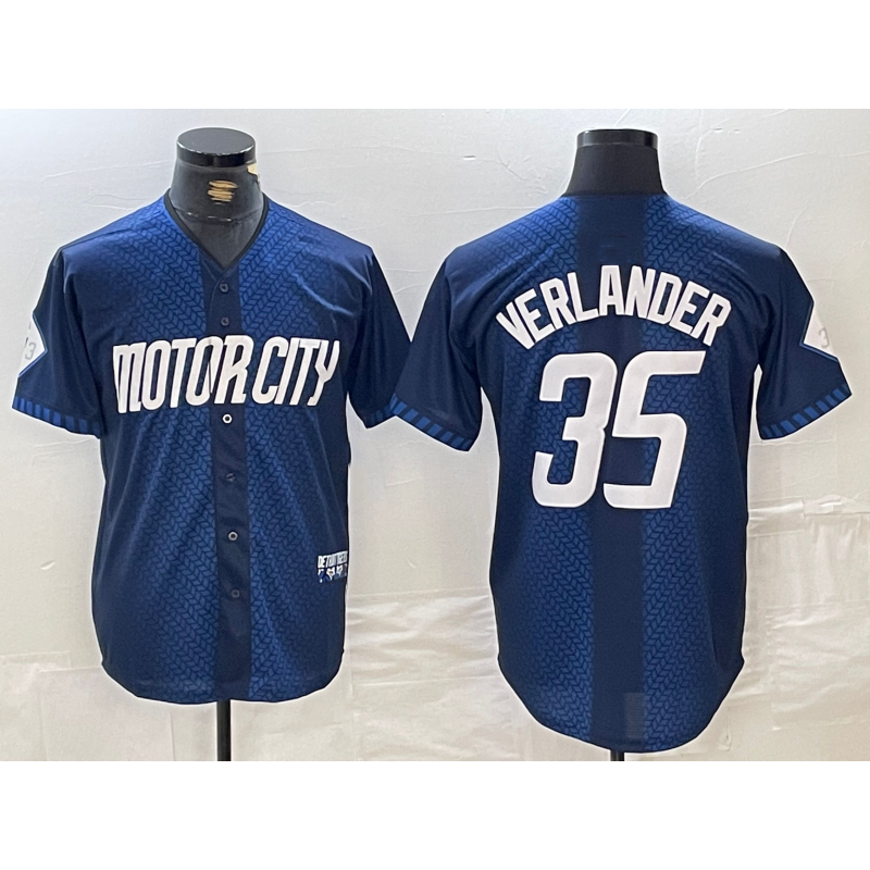 Detroit Tigers #35 Justin Verlander Navy MASONITE 2024 City Connect Cool Base Limited Stitched Jersey