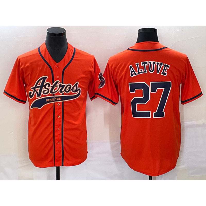 Houston Astros #27 Jose Altuve Orange MASONITE With Patch Cool Base Stitched Jersey