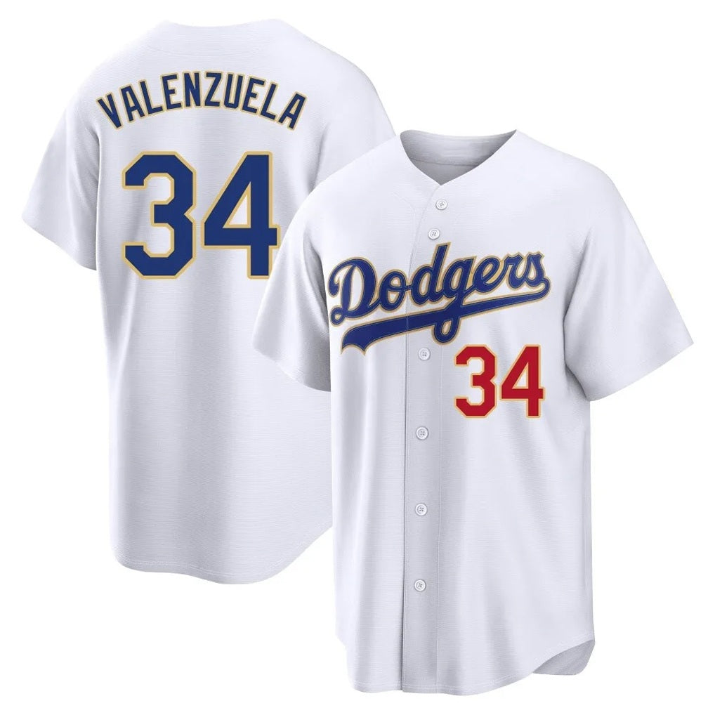 Los Angeles Dodgers #34 Fernando Valenzuela Player Gold White MASONITE 2026 Collection Stadium Limited Stitched Jerseys