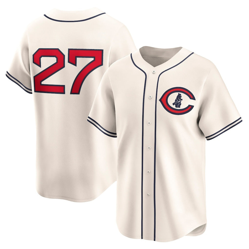 Chicago Cubs #27 Seiya Suzuki Cream MASONITE Throwback Cooperstown Collection Limited Jersey