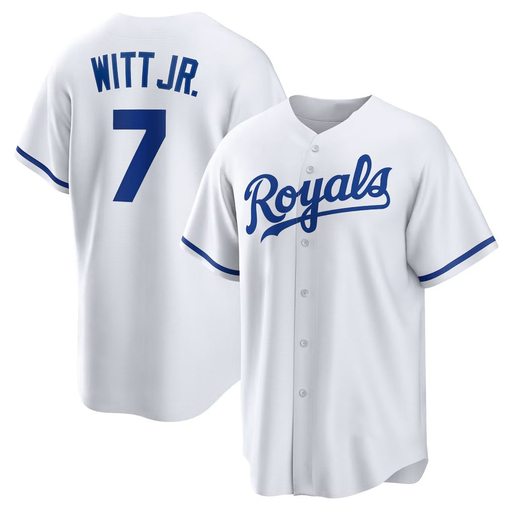 Kansas City Royals #7 Bobby Witt Jr. White MASONITE Home Replica Player Jersey