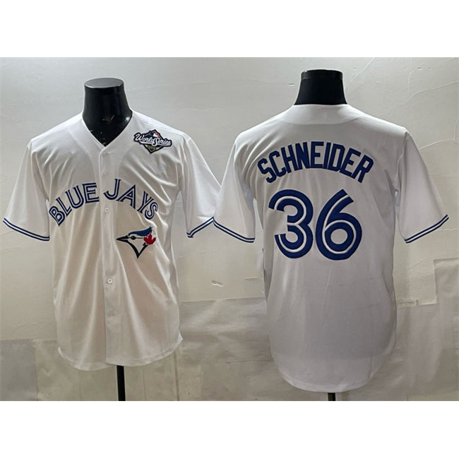 Toronto Blue Jays #36 Davis Schneider White MASONITE 2025 World Series Home Cool Base Stitched Jersey