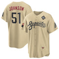 Arizona Diamondbacks #51 Randy Johnson Gold MASONITE 2023 World Series City Connect Cool Base Stitched Jersey