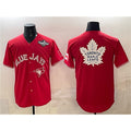 Toronto Blue Jays & Leafs Red MASONITE 2025 World Series With White Leafs Logo Cool Base Stitched Jersey