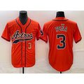 Houston Astros #3 Jeremy Pena Number Orange MASONITE With Patch Cool Base Stitched Jersey