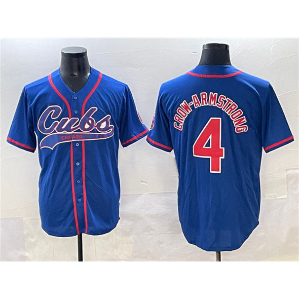 Chicago Cubs #4 Pete Crow-Armstrong Royal MASONITE Cool Base Stitched Jersey
