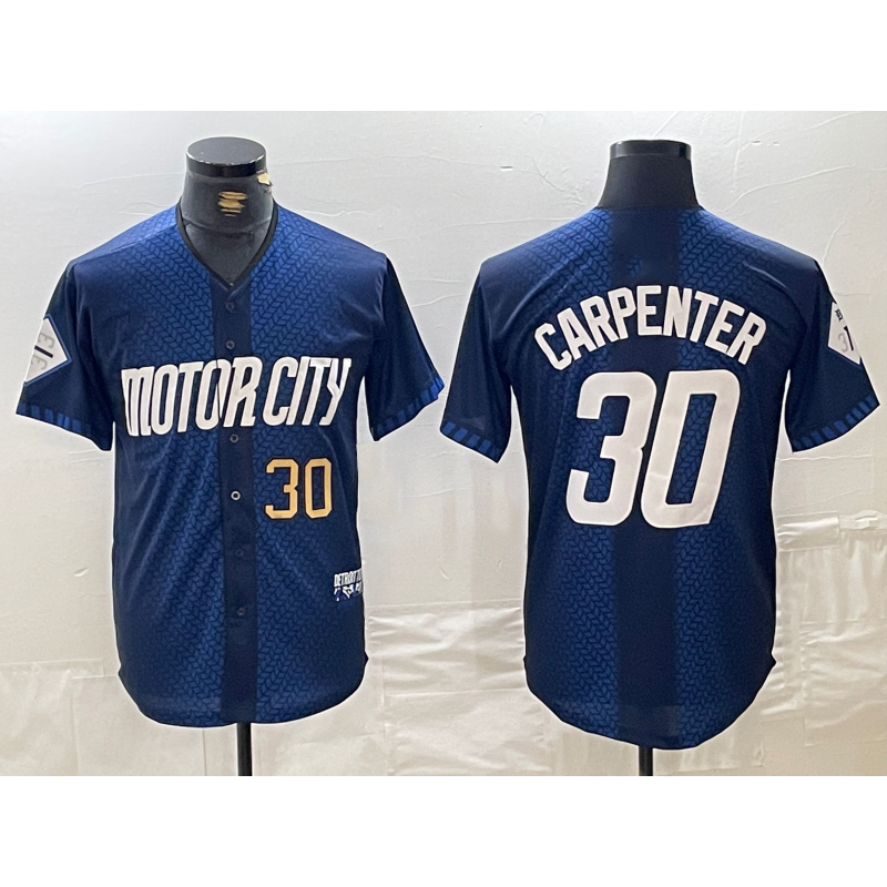 Detroit Tigers #30 Kerry Carpenter Number 2024 Navy MASONITE City Connect Cool Base Limited Stitched Jersey 2