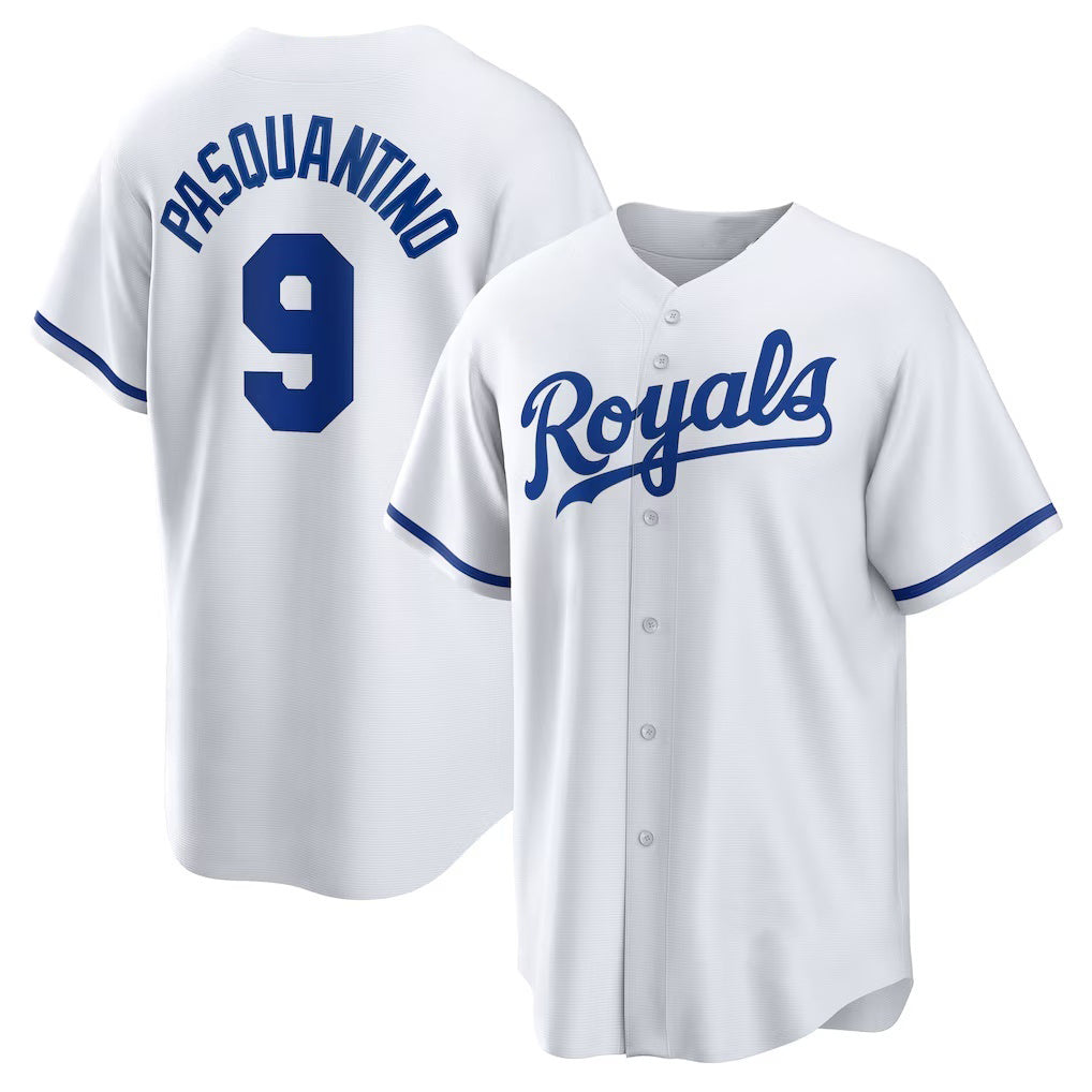 Kansas City Royals #9 Vinnie Pasquantino White MASONITE Home Replica Jersey