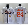 Detroit Tigers #24 Miguel Cabrera Number White MASONITE Cool Base Stitched Jersey