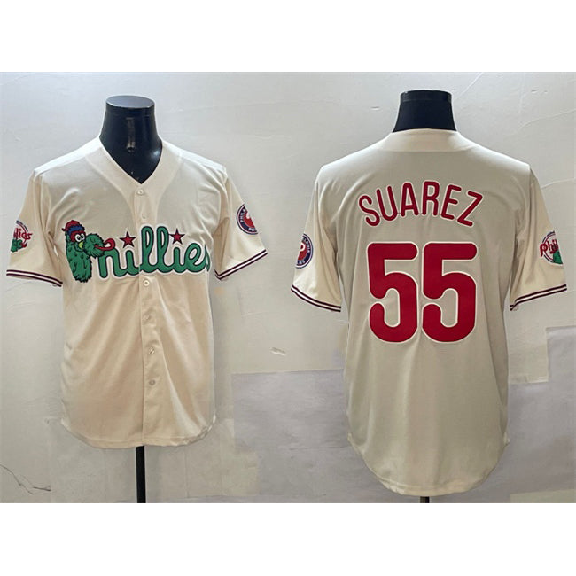 Philadelphia Phillies #55 Ranger Su¨¢rez Cream MASONITE Phanatic Limited Stitched Jersey
