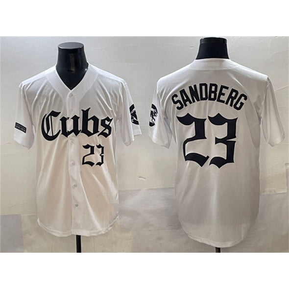 Chicago Cubs #23 Ryne Sandberg White MASONITE 'Gothic North Side Edition' Vapor Premier Limited Stitched Jersey