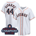 Houston Astros #44 Yordan Alvarez White MASONITE 2022 World Series Champions Home Stitched Jersey