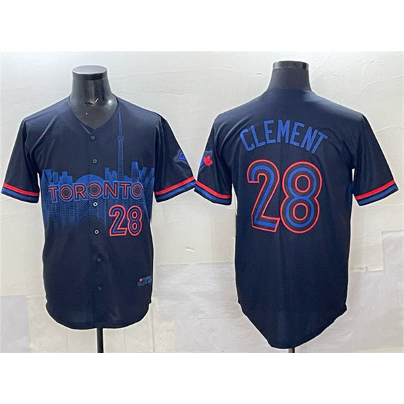 Toronto Blue Jays #28 Ernie Clement Navy MASONITE 2024 City Connect Limited Stitched Jersey