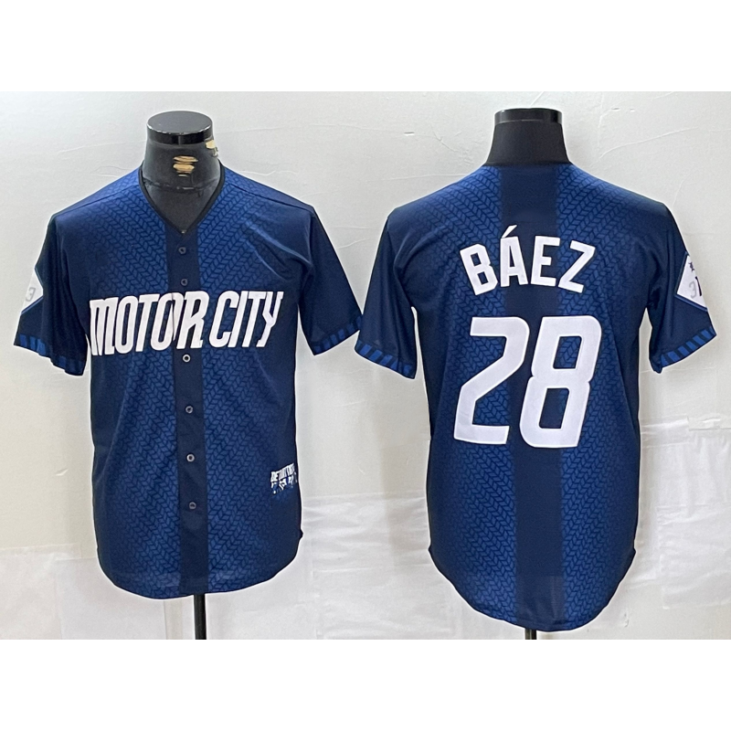 Detroit Tigers #28 Javier Baez 2024 Navy MASONITE City Connect Cool Base Limited Stitched Jersey
