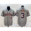 Houston Astros #3 Jeremy Pena Number Grey MASONITE With Patch Stitched Cool Base Jersey