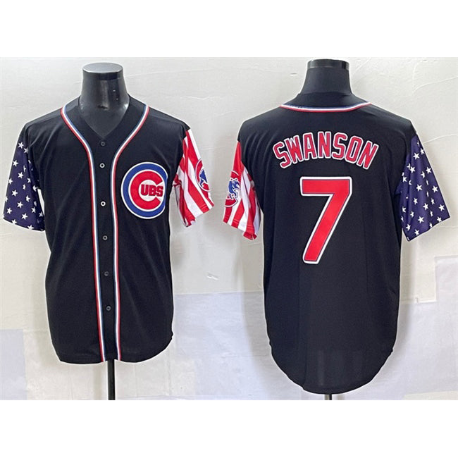 Chicago Cubs #7 Dansby Swanson Black MASONITE 2025 Independence Day Vapor Premier Limited Stitched Jersey