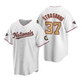 Washington Nationals #37 Stephen Strasburg White Gold MASONITE 2019 World Series Champions Stitched Cool Base Jersey
