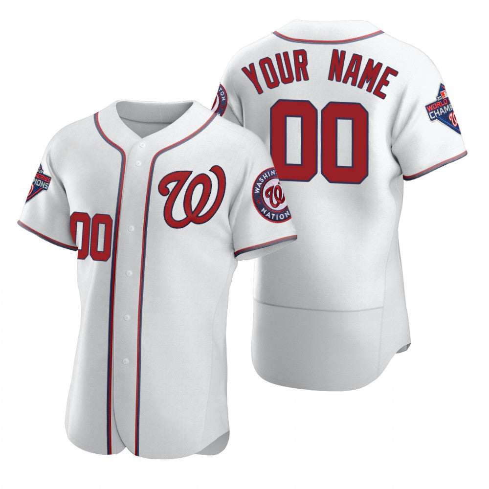 Custom Washington Nationals White MASONITE 2020 Stitched Flex Base Jersey