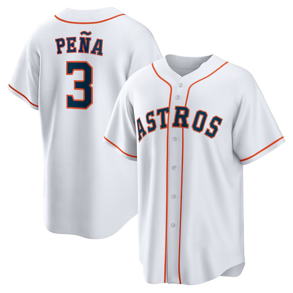 Houston Astros #3 Jeremy Pe?a White MASONITE Home Replica Jersey