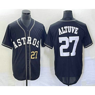 Houston Astros #27 Jose Altuve Number Black MASONITE Cool Base Stitched Jersey