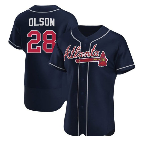 Atlanta Braves #28 Matt Olson Navy MASONITE Flex Base Stitched Jersey