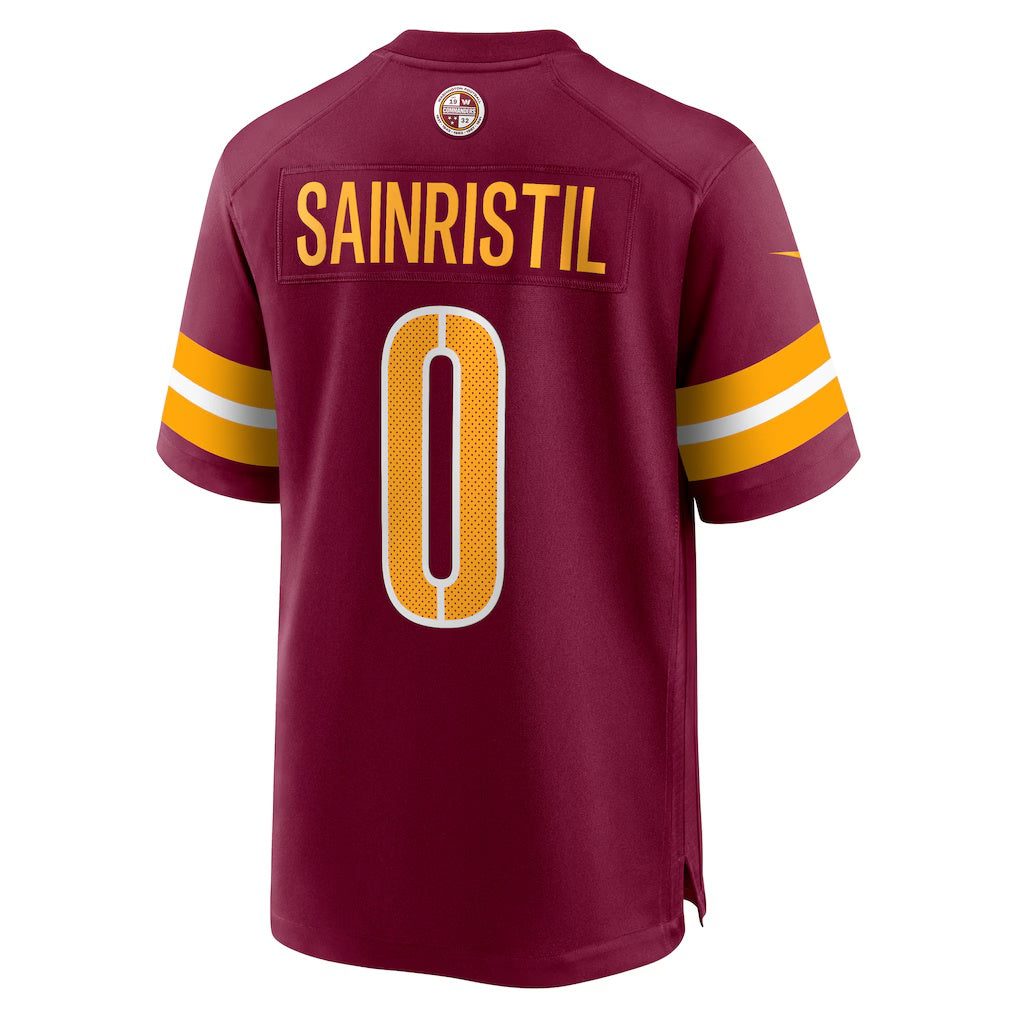 W.Commanders #0 Mike Sainristil Burgundy MASONITE Game Jersey 2