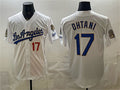 Los Angeles Dodgers #17 Shohei Ohtani White MASONITE 2026 Gold Collection 9x & B2B Champs Patch Stitched Jersey
