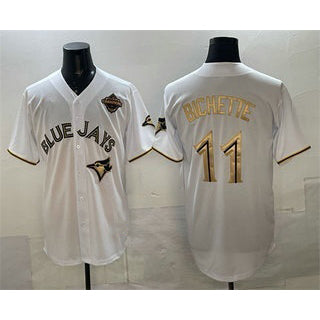Toronto Blue Jays #11 Bo Bichette White Gold MASONITE 2025 American League Champions Limited Stitched Jersey