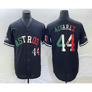 Houston Astros #44 Yordan Alvarez Number Mexico Black MASONITE Cool Base Stitched Jersey