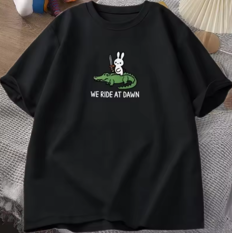 Bunny and Alligator T-Shirt Black
