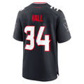H.Texans #34 Bryce Hall Navy Team Game Jersey MASONITE
