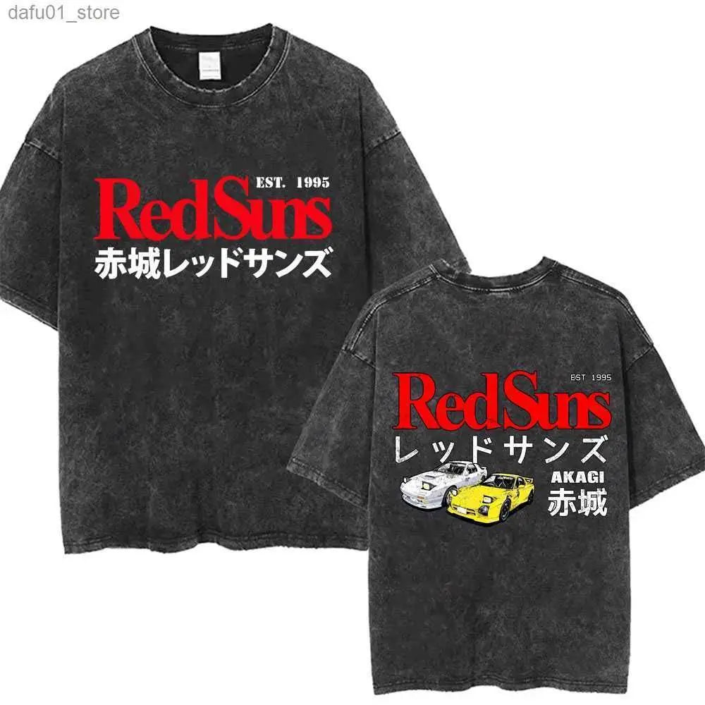 Washed Vintage Anime Initial D Drift AE86 Fujiwara Tofu Shop Print T-shirt Takumi Fujiwara T Shirts Men Manga Retro Tshirt
