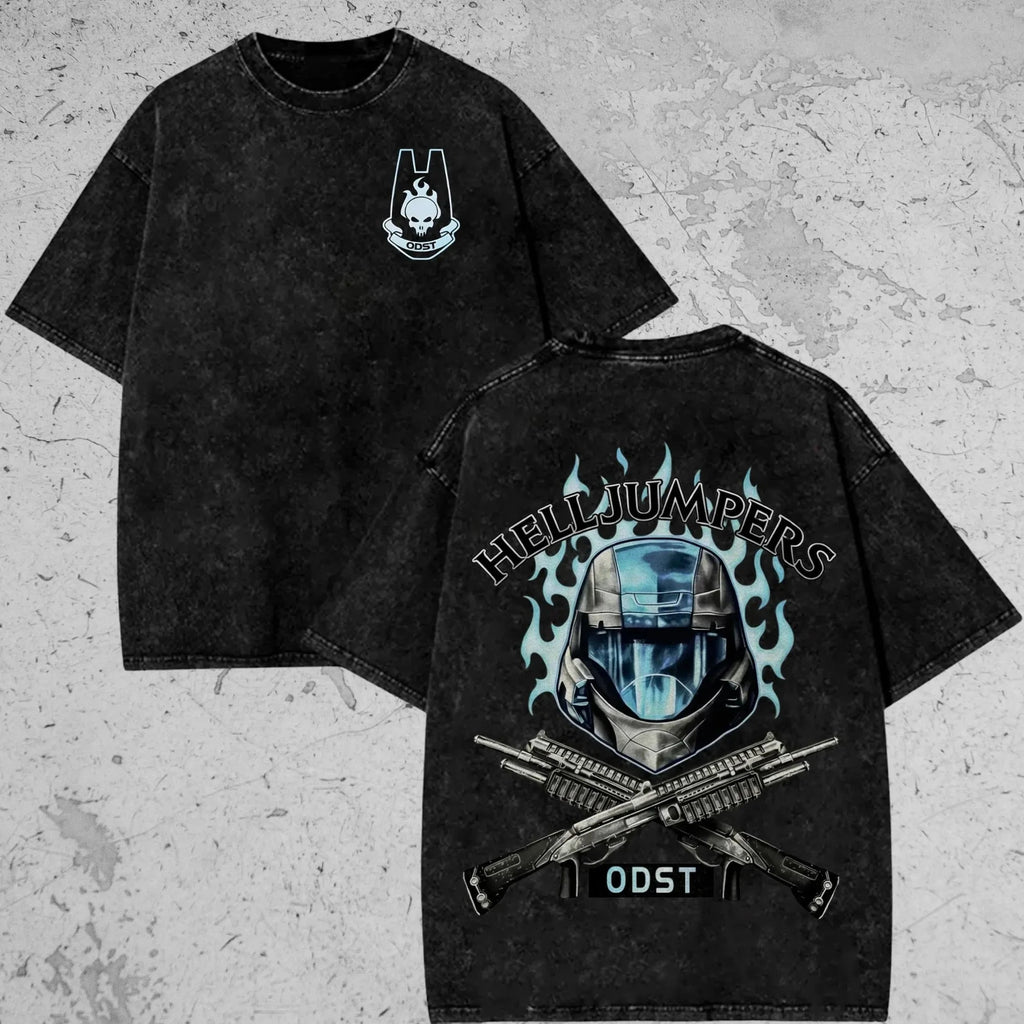Odst Unisex Fit Washed T-Shirt, Legend of Zelda, Alice Madness Returns, Gif For Friend Summer Men's and Women's  T-Shirt  Top