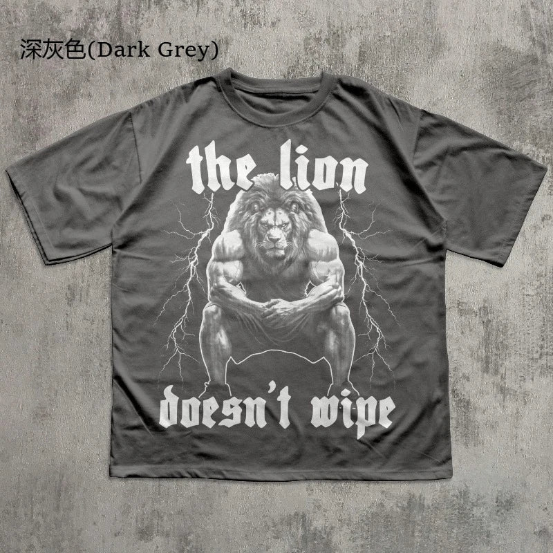 The Lion Doesn't Wipe Funny Meme T-shirt, Weird Shirts, Unhinged Shirt, Gift for Him, Ironic Graphic Tee, Unisex Cotton