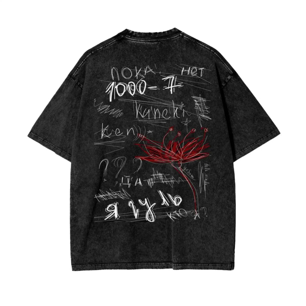 Ken Kaneki Tokyo Ghoul T-Shirt Oversized Acid Washed Anime Tee Grunge Manga Shirt Gift for Him or Her
